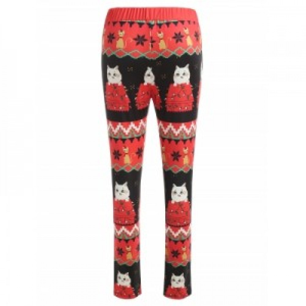 Christmas Cat Print Leggings