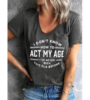 Women's Letter Print Crew Neck Short Sleeve T-shirt for Summer Casual Wear